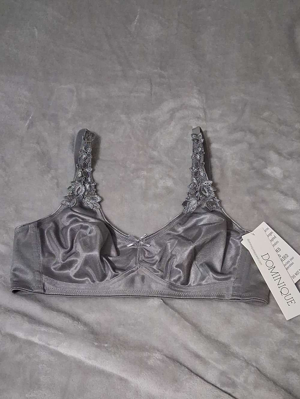 Dominique Silver-Gray Lace Strap Soft Cup Wirefree Bra 36B